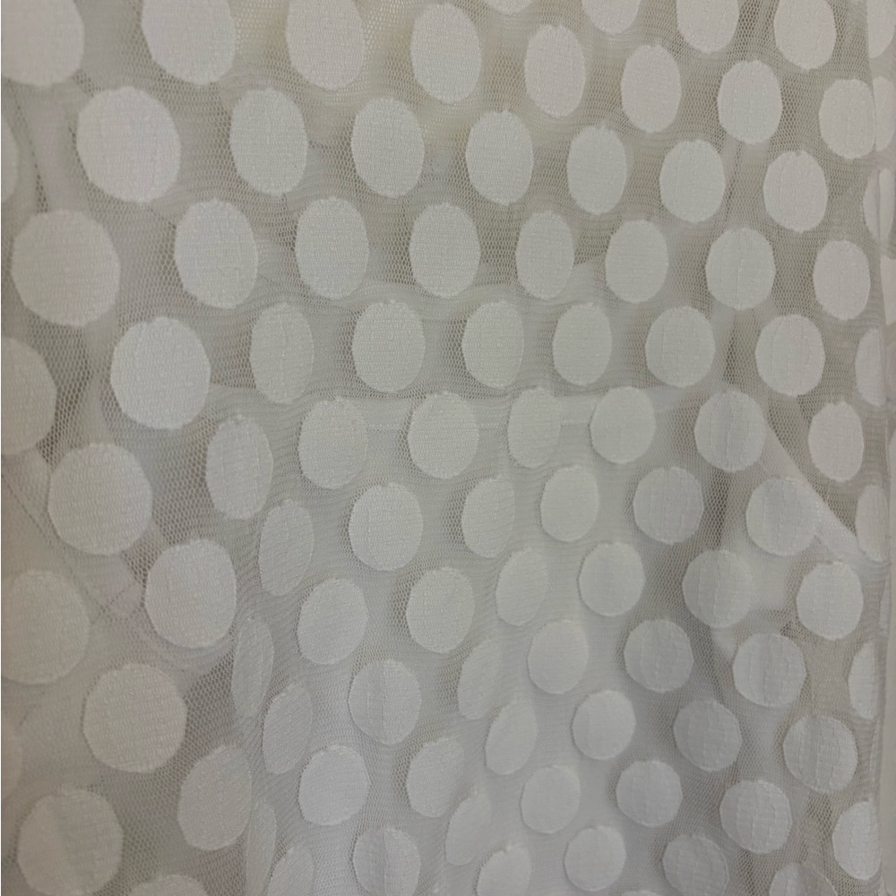 Liz Claiborne White Polka Dot Mesh Overlay Sheer Blouse Preppy Classic Medium - Picture 5 of 5